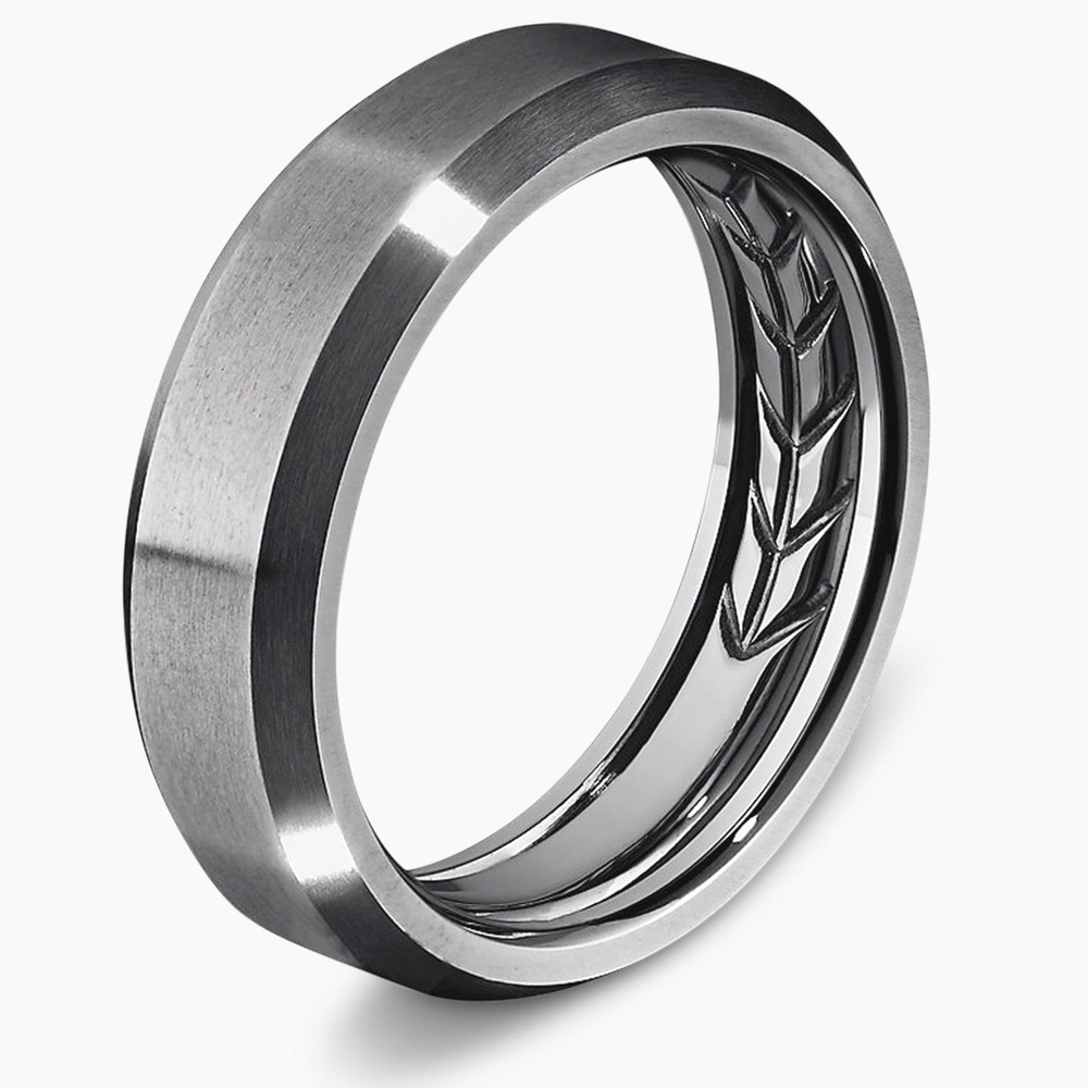 David Yurman Beveled Wedding Band Ring Grey Titanium 6mm Size 10 - Picture 3 of 11